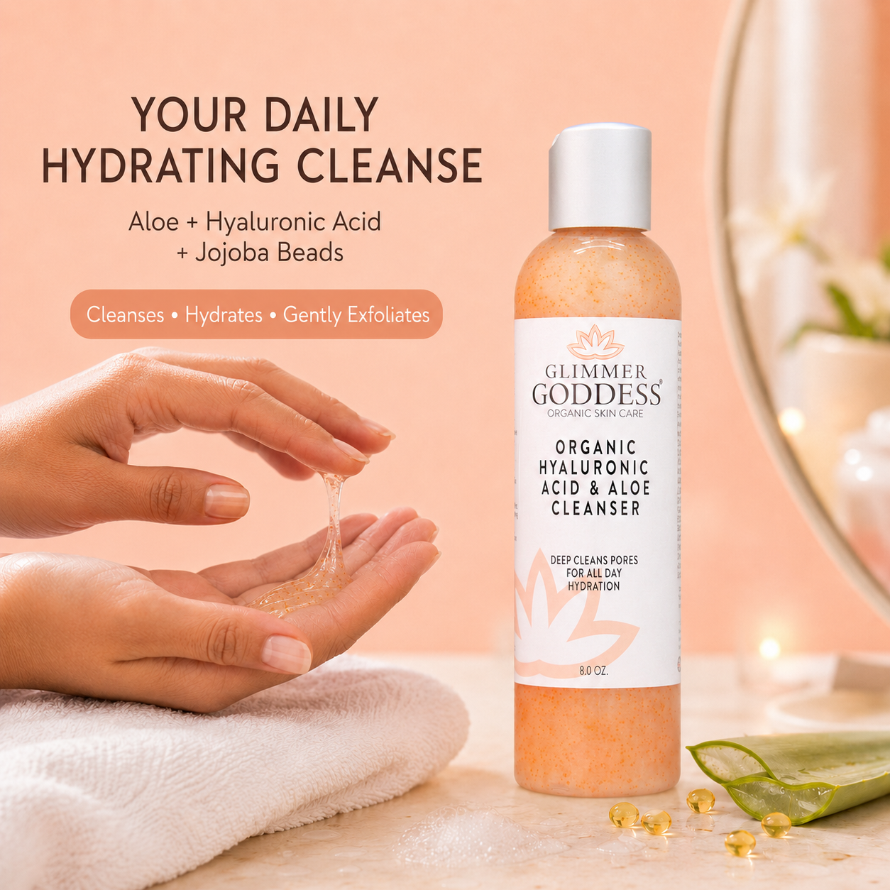 Organic Hydrating Facial Cleanser with Jojoba Beads