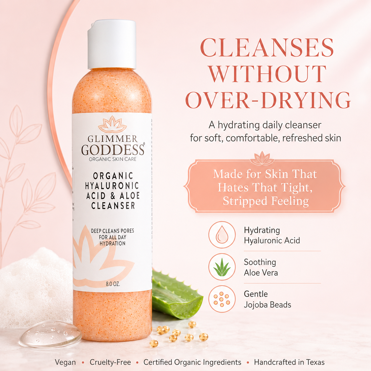 Organic Hydrating Facial Cleanser with Jojoba Beads
